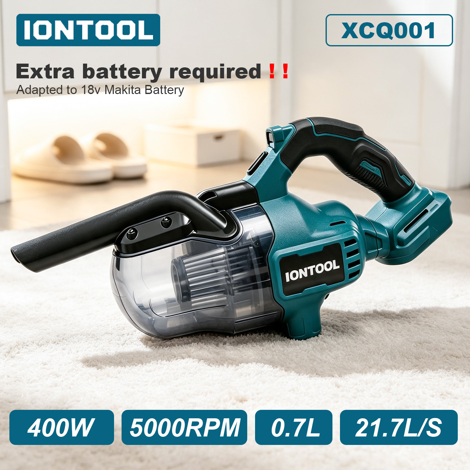 Workshop Tools Types - IONTOOL Cordless Vacuum Cleaner 400W Power