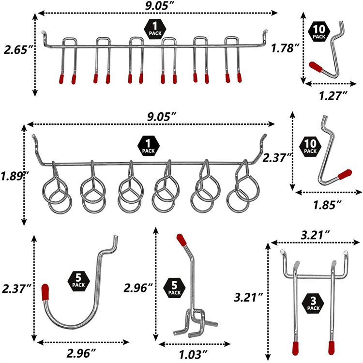 114 Pcs Pegboard Hooks Set Met - Workshop Tools Organizing 评论和价格